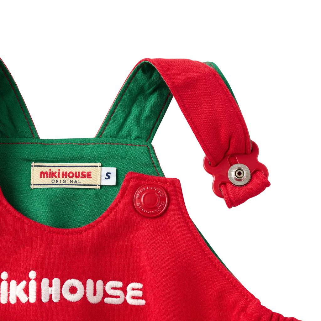 MIKI HOUSE Logo Solid Made in for Boys and Baby Size S Red and Romper, Color, Japan, Girls, Clothes, Children's Clothing, Overalls, (70-80cm), Green,