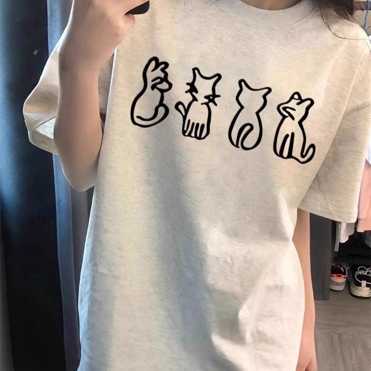 Heavy cotton cartoon fun short-sleeved T-shirt men's and women's summer new loose design niche half-sleeved top tide