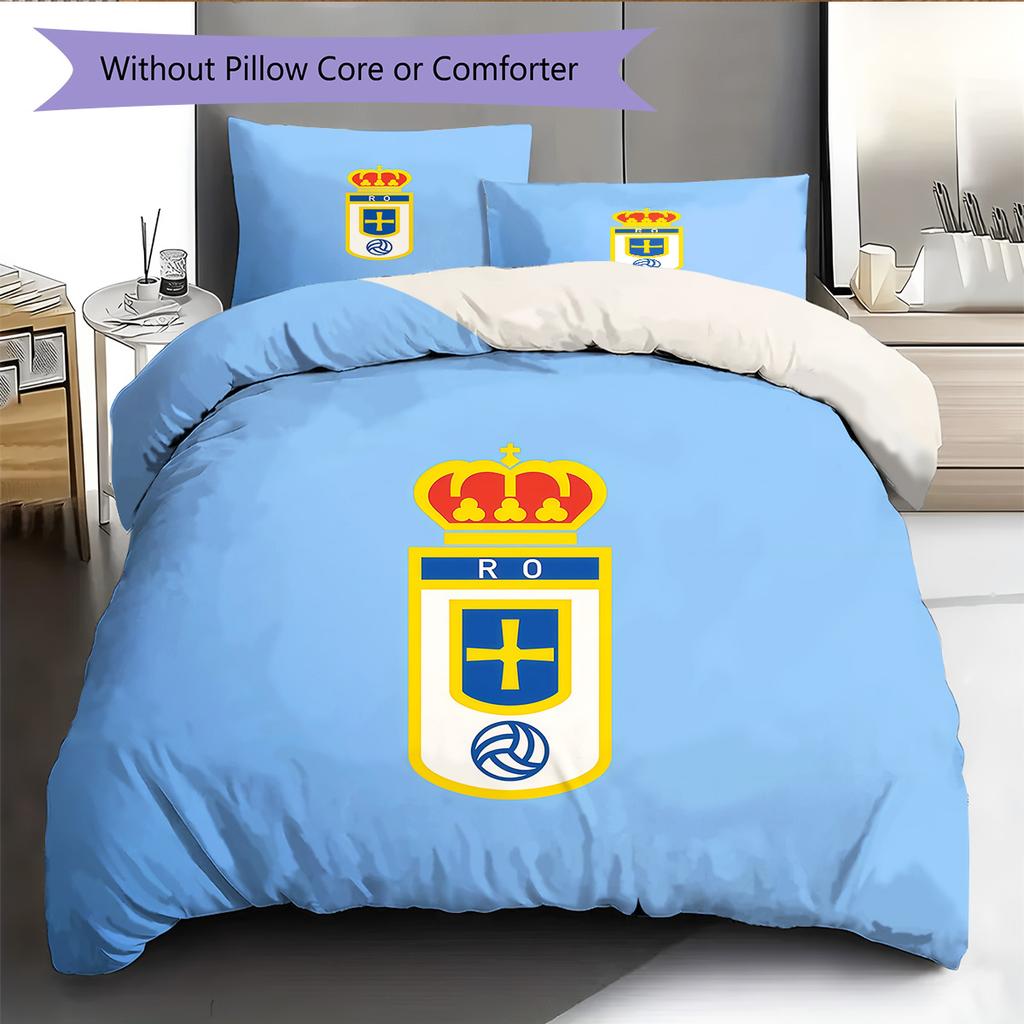 Real Oviedo Muster Bettwäsche Steppdecken-Set Heimdekoration Geschenk (1 Bettbezug + 2 Kissenbezüge (ohne Füllung))