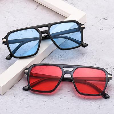 Vintage Double Bridges Square Sunglasses Men Gradient Lens Eyewear Shades Women Trending Sun Glasses UV400