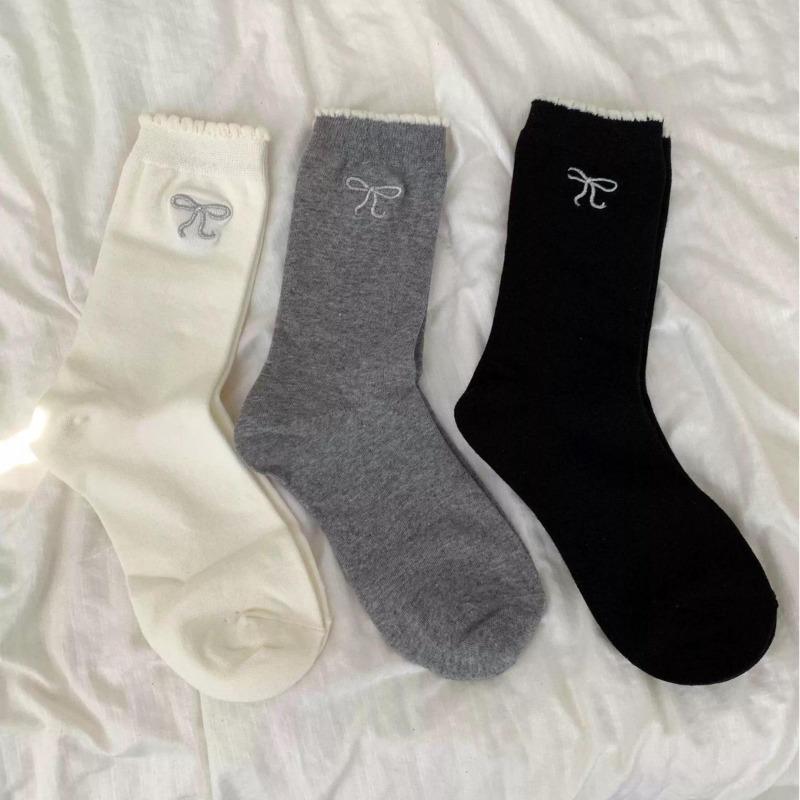 

5 Pairs of Female Autumn Cotton Ballets In The Drum Lace Bow Socks 5 Pairs чорний
