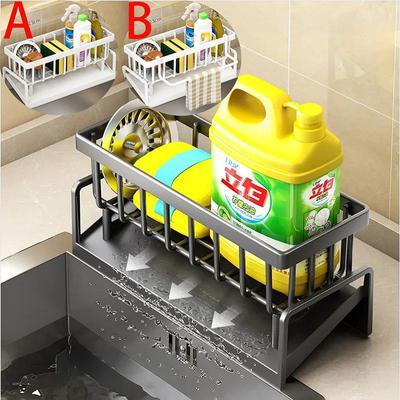 Lavabo Tahliye Rafı Mutfak Banyo Plastik Kendiliğinden Süzülen Lavabo Rafı Sabun Sünger Tutucu Bulaşık Bezi Havlu Askısı Filtre Sepeti