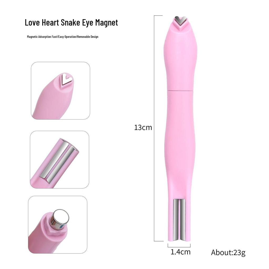 Multi-functional Heart Shape Cat Eye Nail Art Magnet with Snake Pattern