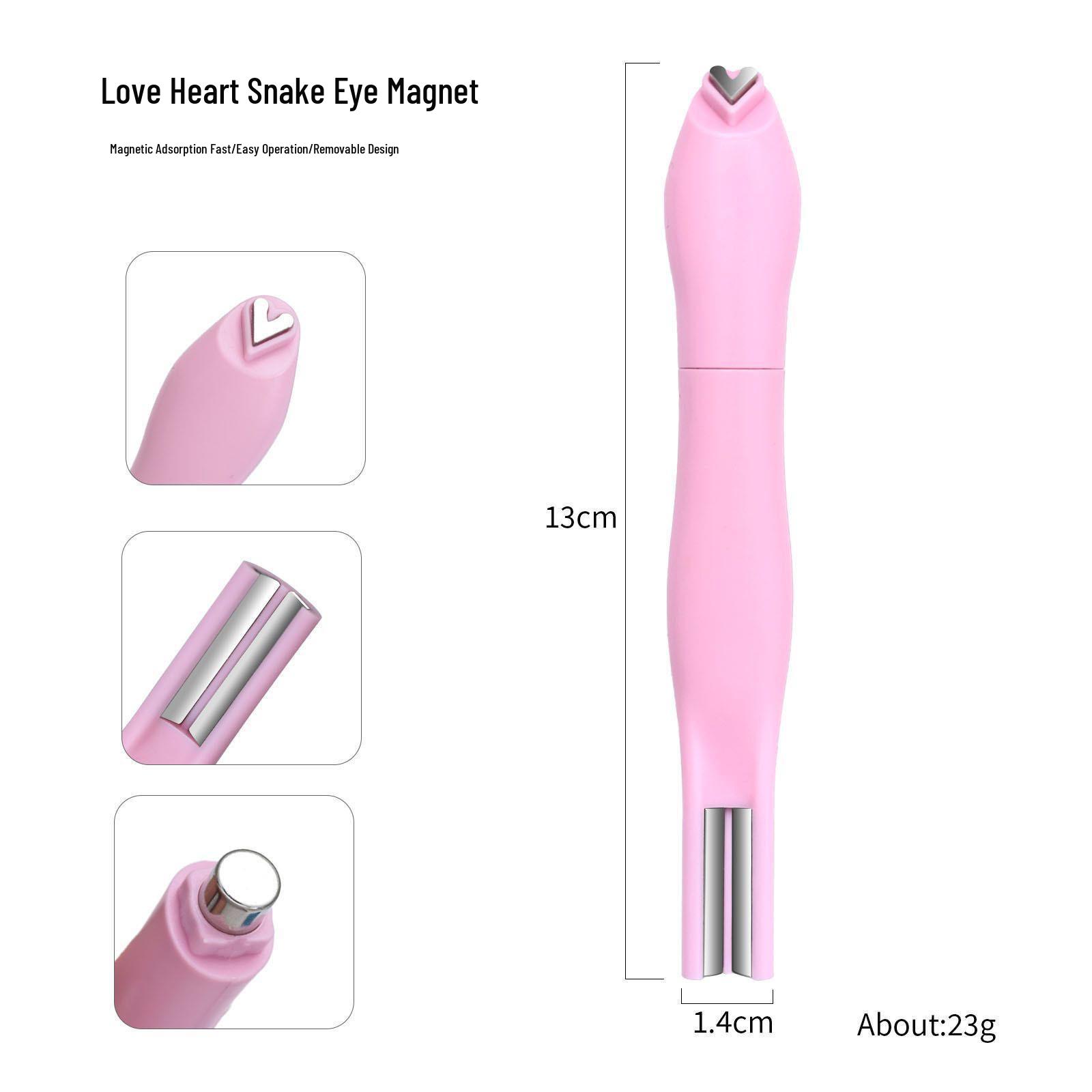 Heart-Shaped Cat Eye Nail Art Magnet with Snake Pattern - Detachable, Multi-functional Iron Stone