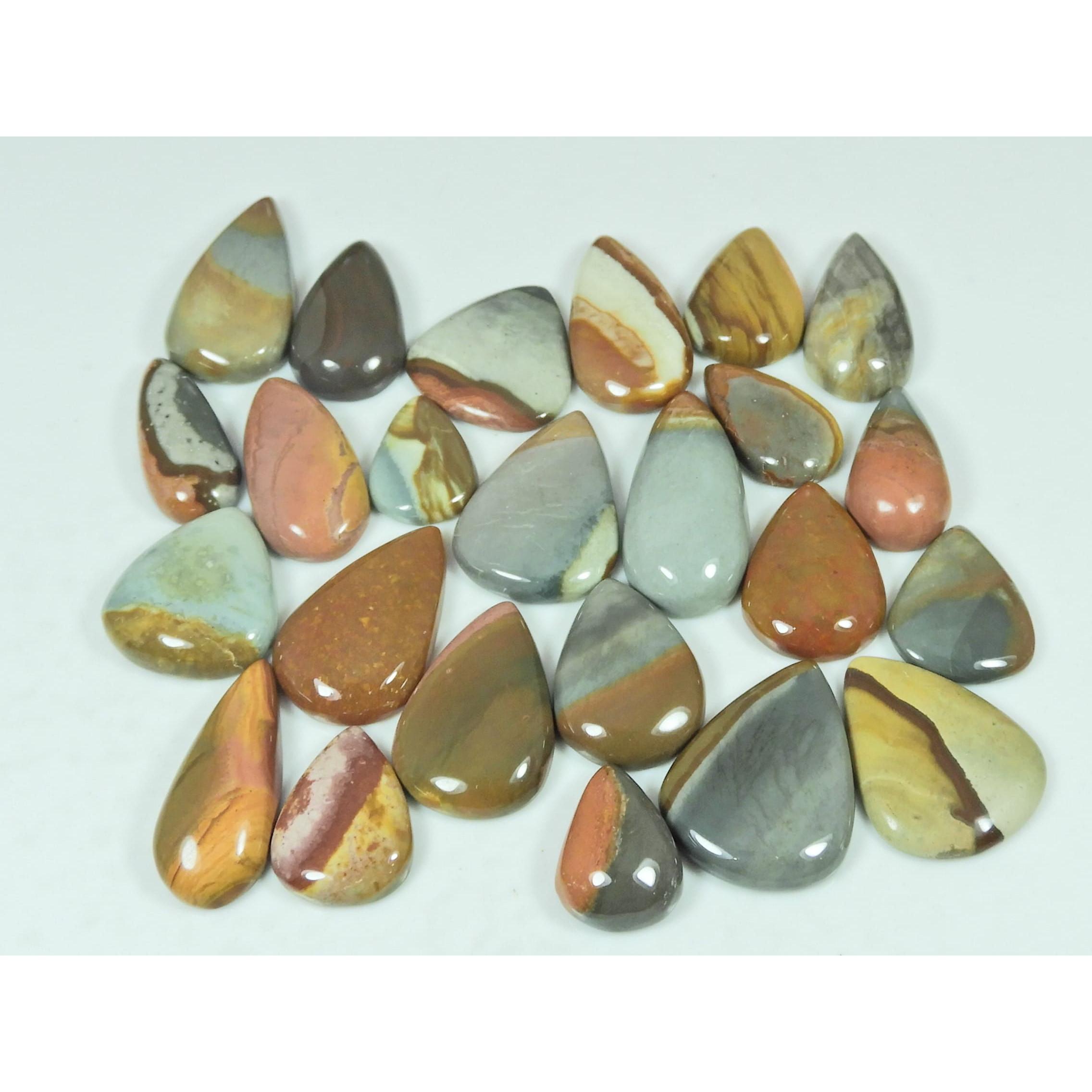 250Cts. Natural Imperial Jasper Pear Shape Cabochon Loose Gemstone 24Pcs Lot C-2953