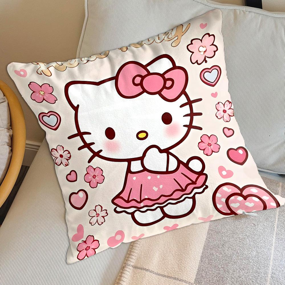 Pillows Decorative Sofa Cushions Kawaii H-Hellocats Pillowcase 45X45 Cushion Cover Ornamental Pillow Cases Home Decor Items More