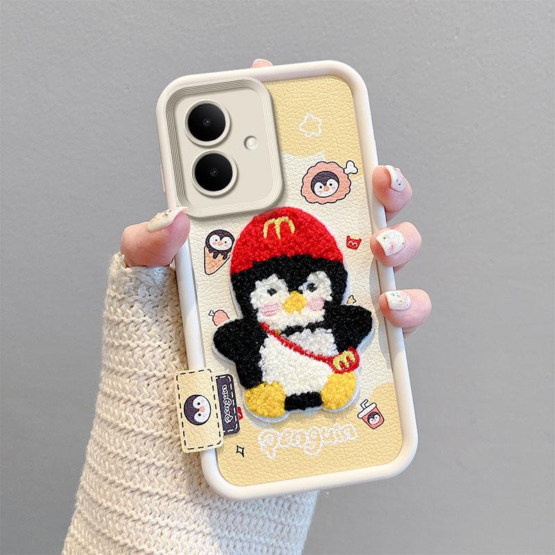 KEYSION Cartoon Cute Plush Embroidery Case for TECNO Spark Go 2 with Lanyard Silicone Shockproof Phone Cover for Tecno Pop 10