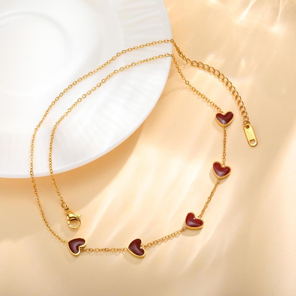 Chic Collana Choker a Cuore per Donna, Collane a Catena Placcate Oro in Acciaio Inossidabile, Gioiello alla Moda Regalo