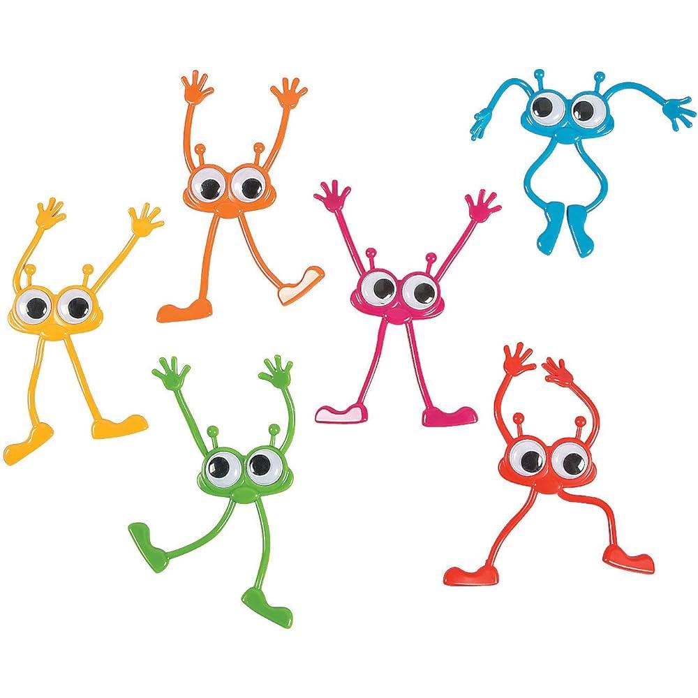 Fun Express Google Eye Bendable Character Toy 12 Pieces Flexible Action Figures