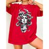 Vintage Women's Black and White Medusa Graphic T-shirt Men Tee Streetwear Trendy Oversized Loose Top