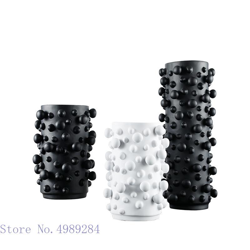 Resin vase Black and White abstract Dots Round irregular bumps Bump Resin crafts ornaments Storage organization Home Decoration