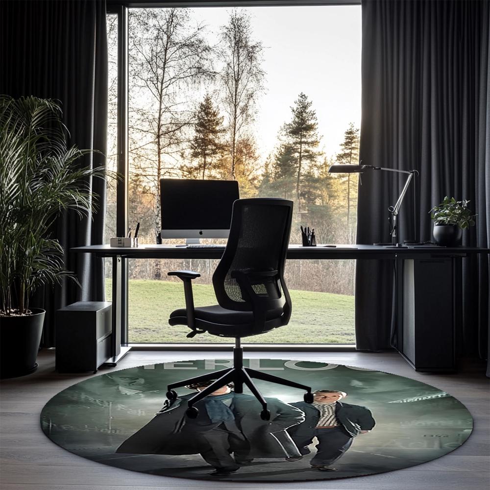 Sherlock Printed Round Rug Carpet Chair Rug Area Rug Entryway Doormats,for Office Chair Living Room Bedroom Kitchen Room.