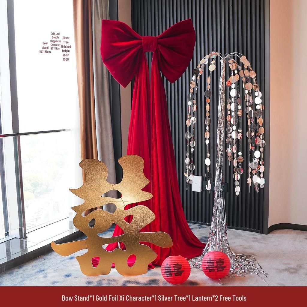 Wedding Decoration Set: Bridal Room, Engagement Banquet, Double Happiness & Large Bow