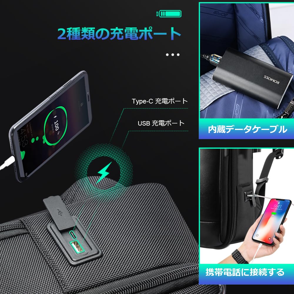 Rucsac de Afaceri BOPAI pentru Bărbați, Capacitate Mare, Impermeabil 3-Way4-Way, cu Port de Încărcare USB, Geantă pentru Laptop cu Capacitate Suplimentară, Perfect pentru Naveta,