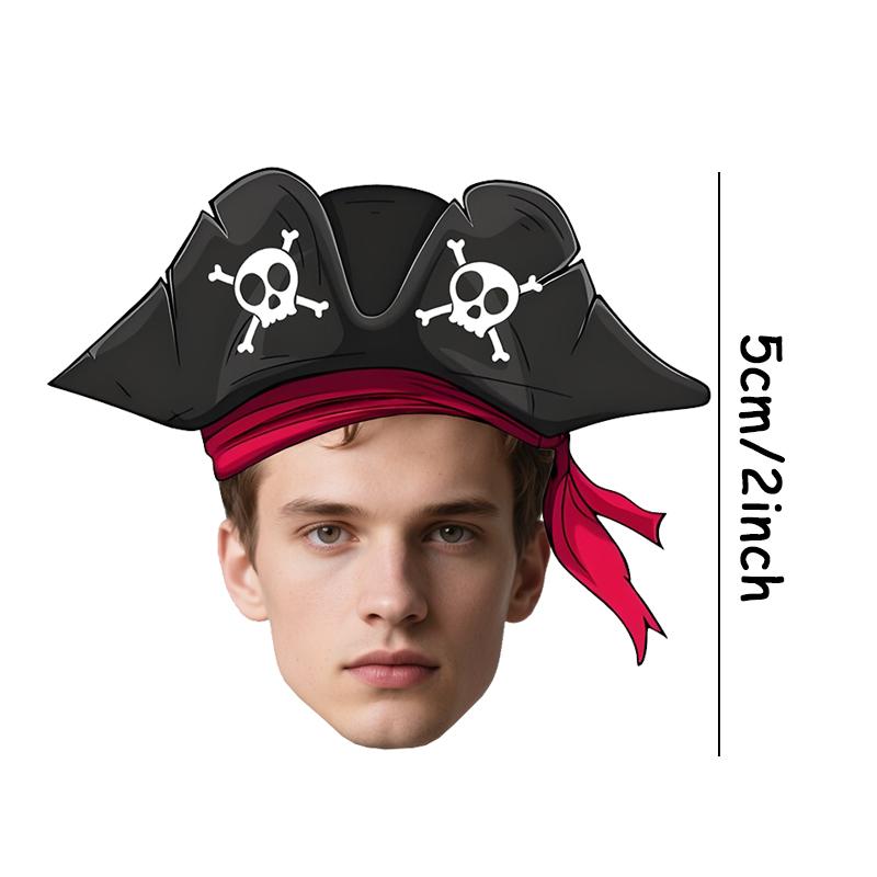 50pcs Customized Halloween Sticker 5cm Personalized Pirate Hat With Custom Face Label Funny Paper Stickers Hallow Party Supply