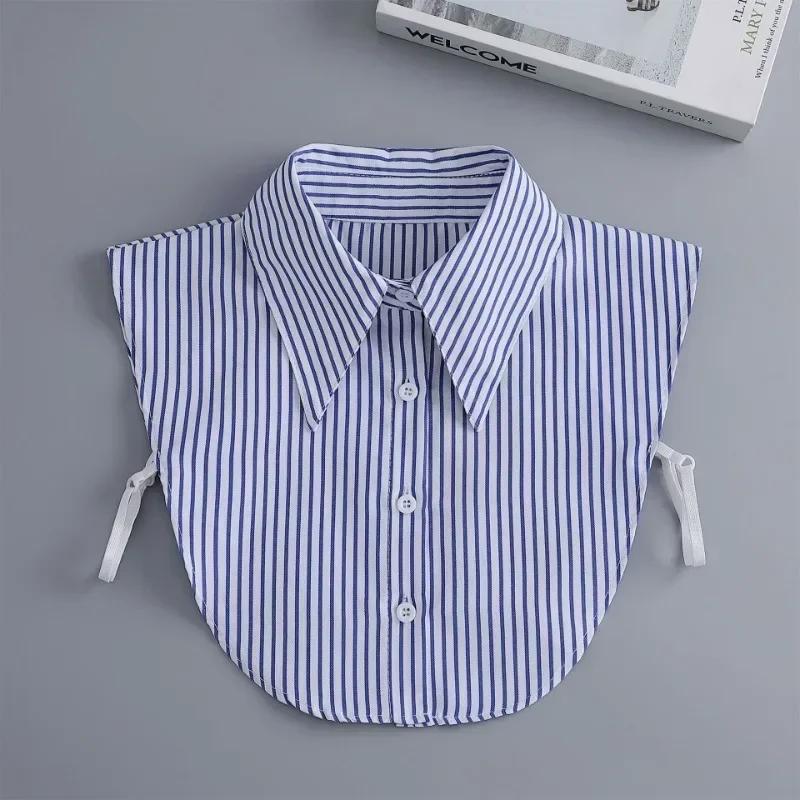 Blue Striped Shirt Fake Collar for Womens Fake Sleeved Cuff Half Shirt Detachable Collar Formal Suits Fake Cuff False Collar