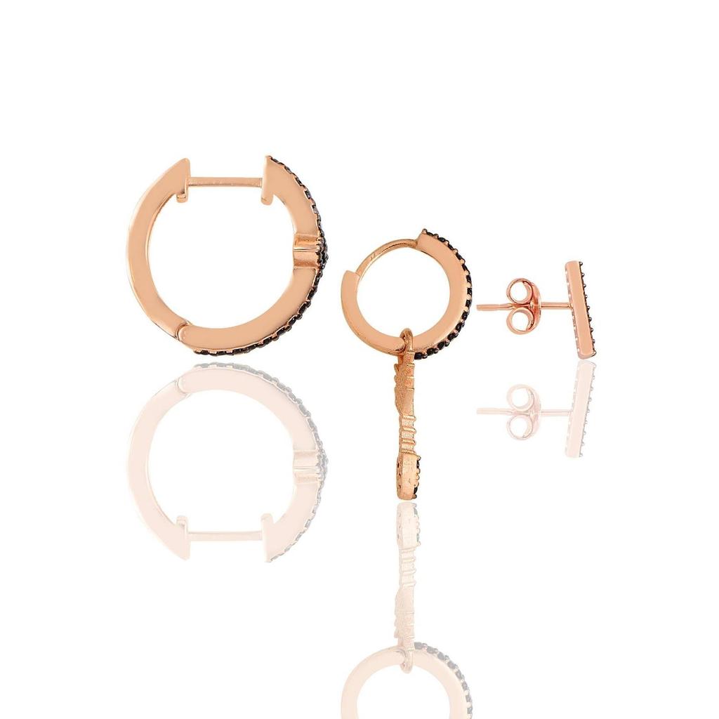 Satın alın Fashion Earrings Jewelry Silver Rose Black Stone Arrow