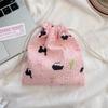 Cute Cartoon Bear Ladies Mini Drawstring Bags Retro Flower Women's Cosmetic Storage Bag Portable Sweet Female Coin Purse Handbag