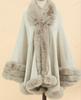 European & American Autumn/Winter Knit Fur Collar Cape with 3 Fur Strips