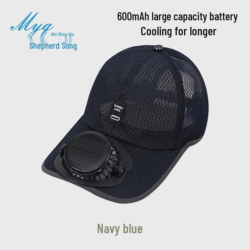 Summer Mesh Baseball Cap with Solar Fan and Sun Protection