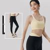 Damen Color-Block Yoga-Set: Patchwork Sport-BH, Antibakterielle V-Ausschnitt High-Waist Bauchkontrollhose