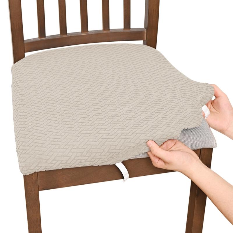 Stretch Dining Chair Seats Cover Striped Grid Elastic Upholstered Chairs Cushions Slipcover AntiDirty Protectors Removable