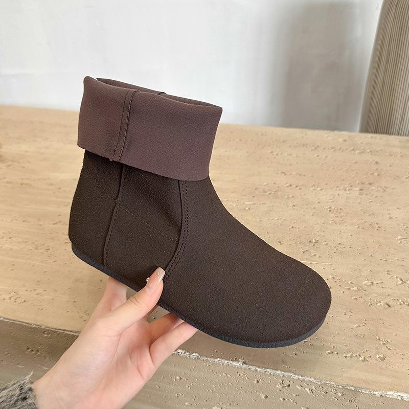 

Мягкие кожаные полусапожки с круглым носком, с плоским дном, в стиле ретро, литературно-художественный стиль, тонкие сапоги 2024 года, осень-зима, новые сапоги средней длины для ношения в паре с другими вещами, Martin 35 кофейный