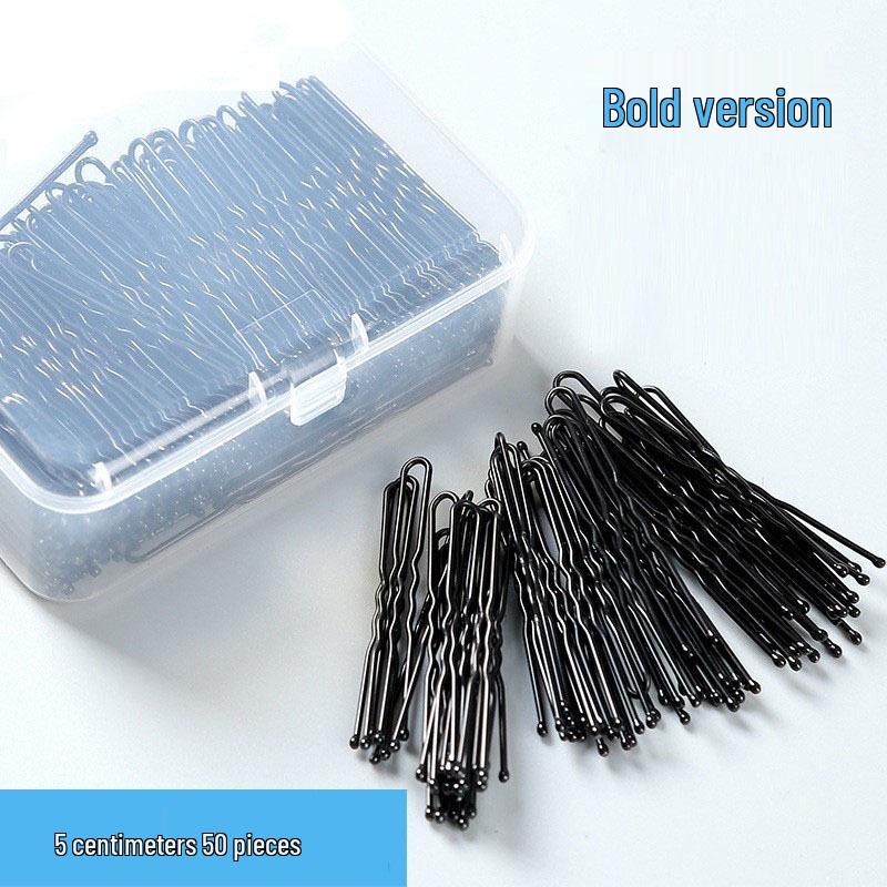 

Black U-Shaped Hairpin Set - 150 PCS, Steel Wire Hair Clips for Stray Hair with Baked Paint Finish in PP Box