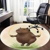 1pc Jumping Capybara Office Round Rug, Non-slip, Soft and Durable Office Rug for Interior Decoration, Perfect for Office,Decoration Yy260204059