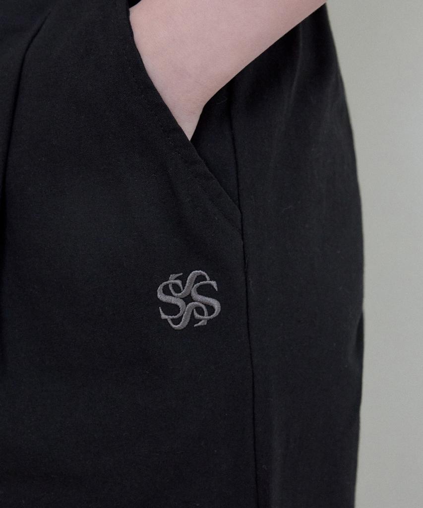 Wednesday Oasis For Woman W/Linen-Like Symbol Deep One-Pleat Pants_Black(W25-Pt11)