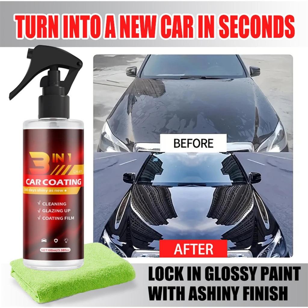 Autolackversiegelungsspray 100ml, Wetterbeständige Reinigung und Werkzeug, Hochglanzfinish für Automobildetailling, Langlebiges Glas, Karosserierestaurierungszubehör