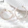 Effie Queen High Quality 925 Silver 14k Gold Round Pearl Beads Ball Hoop Earrings Banquet Jewelry for Women Wedding Party GPE69