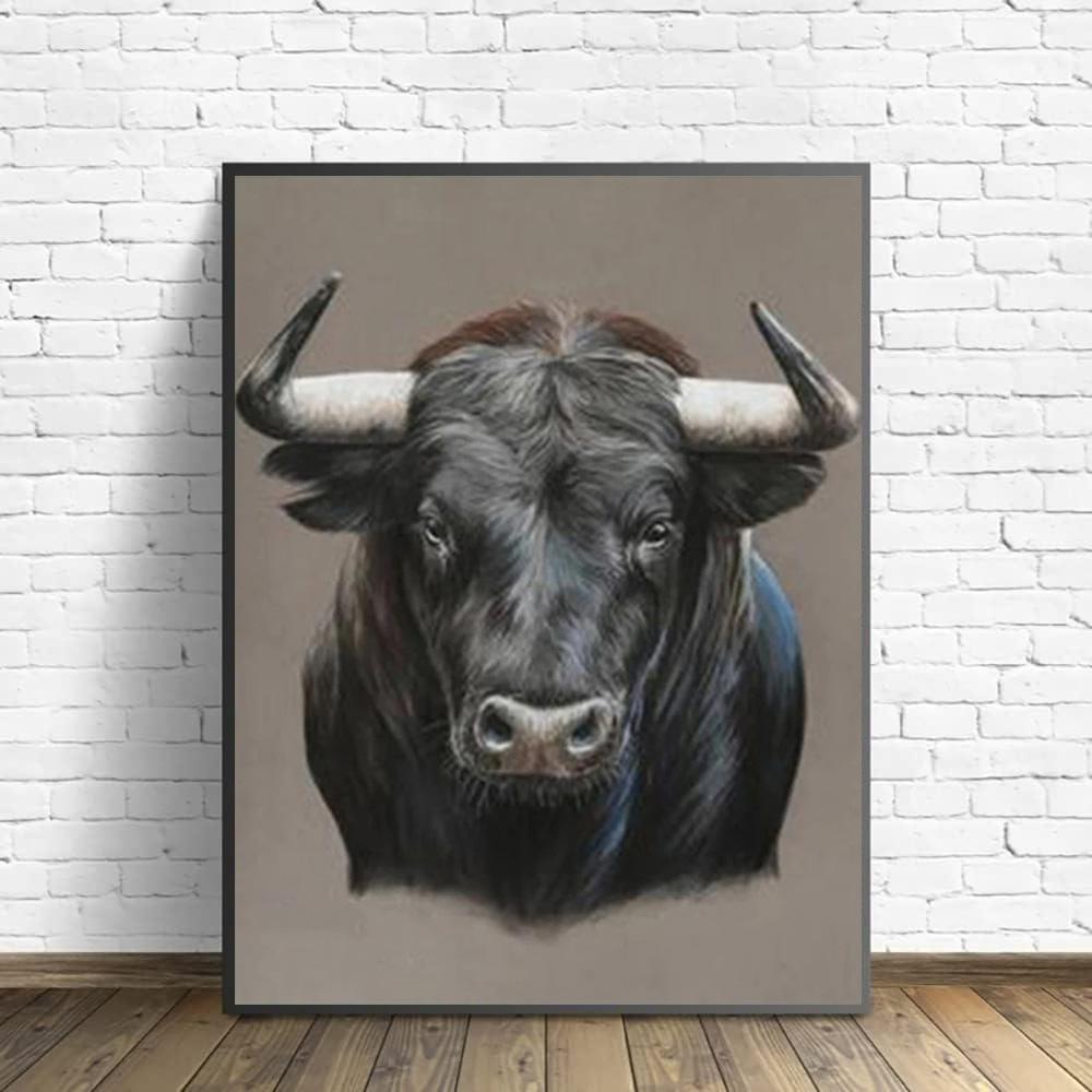 Pictura cu diamant DIY Bighorn Black Bull Kit punct de cruce Mozaic Art Pictura cu diamant Cerc complet/Pătrat Diamant Decor pentru casa