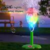 Spring Summer Party Bubbles Automatic Bubble Machine for Kids Blower with Lights And Music Adjustable Height 17-38 Stand Inches Vertical Tower