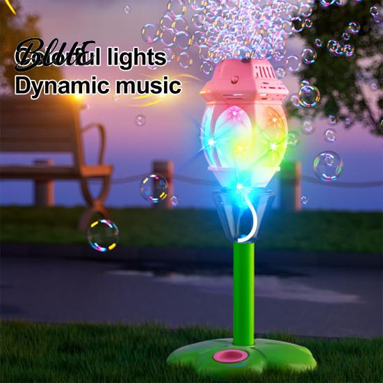 Spring Summer Party Bubbles Automatic Bubble Machine for Kids Blower with Lights And Music Adjustable Height 17-38 Stand Inches Vertical Tower