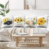 4pcs Fresh Pastoral Style Bee Sunflower Vintage Camera Throw Pillow Covers Green Pickup Truck Hello Summer Decorative Cushion Case for Bedroom Sofa