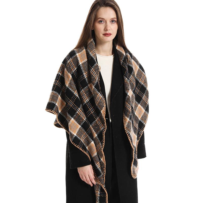 Luxury Cashmere Winter Scarves Women Triangle Pashmina Shawl Korean Pareo Cape Plaid Headscarf Wrap Lady Elegant Poncho Turban
