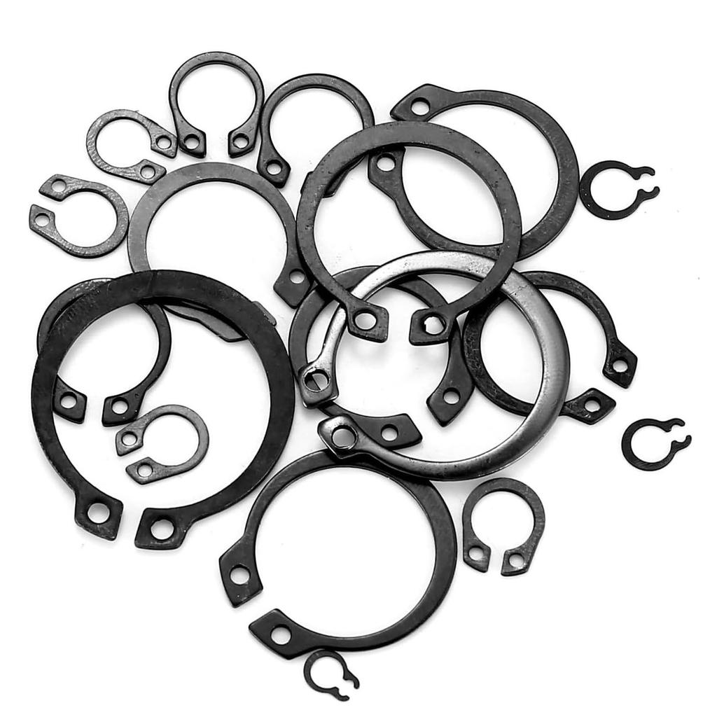 300Pcs Carbon Steel Black Shaft A-type C-type Spring Set M4-M28 Elastic Shaft Retaining Ring Box