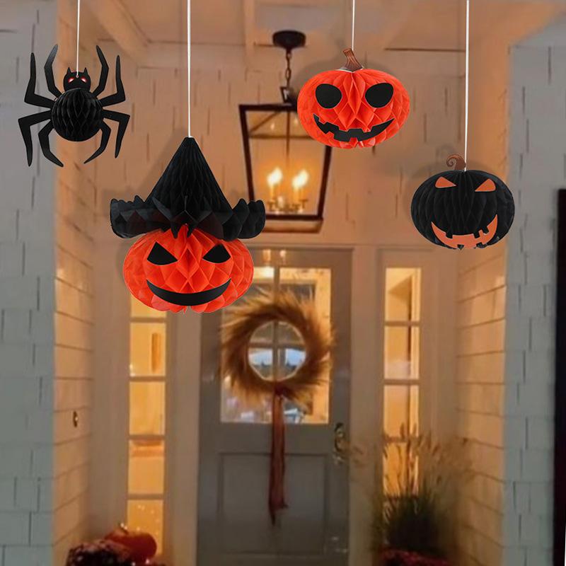 Decoratiune Minge Fagure Păianjen Dovleac Halloween Ornamente de Masă pentru Acasă Felinar de Hârtie Suspendat din Hârtie Halloween Cadou pentru Copii Mărturii