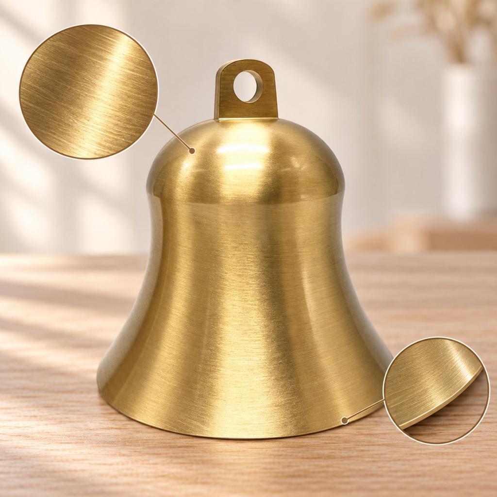 Brass Bell with Hanging Loop Decorative Internal Clapper Brushed for Entryway,