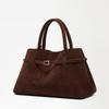 Women's Large Capacity Vintage Tote Bag - Elegant Brown, Structured Snap Closure, Sturdy Handles for Work, Travel, Everyday Use