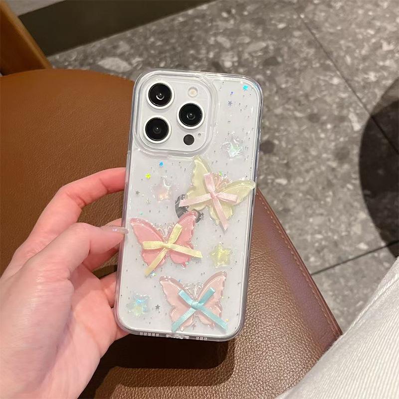 

For IPhone17promax Butterfly Glue Star Mobile Phone Case for Apple 17 Transparent Women s Model 15pro Japanese Style For iPhone 17Promax