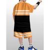 Multi-color Theme, Striped Letter 3D Printed Pattern, Soft Polyester Fabric, Suitable Casual Youngsters's Shorts Set