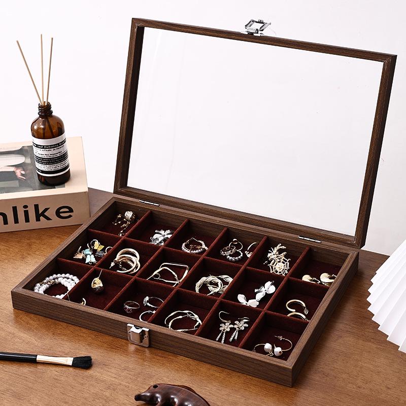 Walnut Wood Large Jewelry Box - Anti-Oxidation Storage for Rings, Earrings, Necklaces, and Bracelets