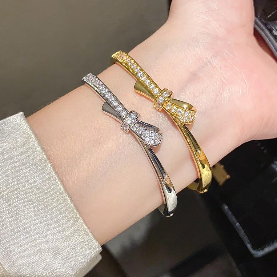 Silver Finish Zircon Butterfly Bangle Bracelet With Gold Plating For Elegant Occasions