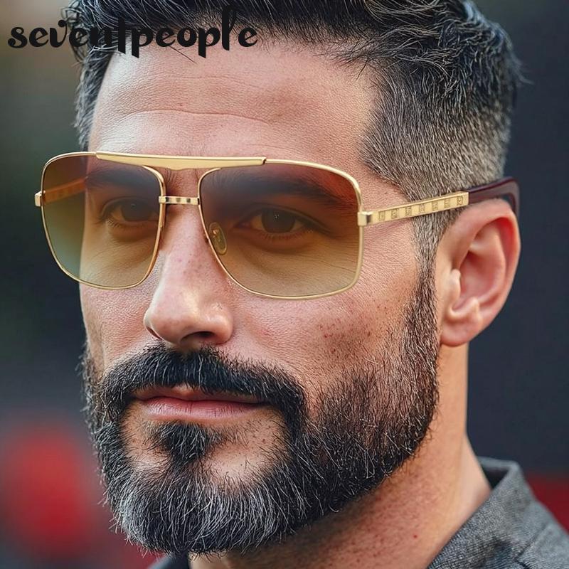 Vintage Square Sunglasses Men Luxury Brand Designer Metal Frames Sun Glasses for Male Fashion Rectangular Sunglass Gafas De Sol