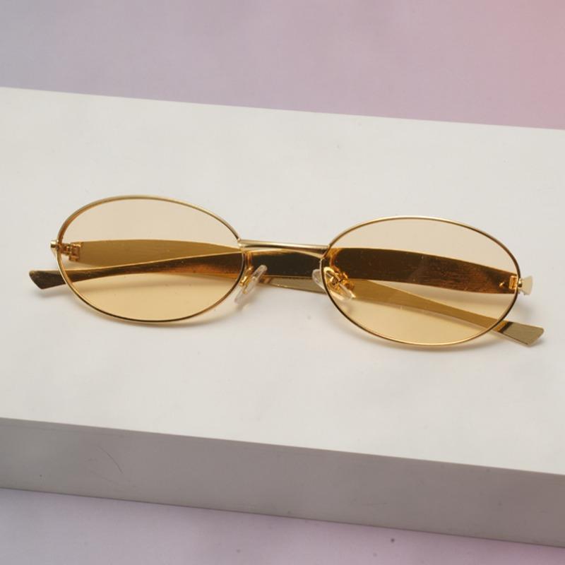 New Fashion Metal Small Frame Oval Sunglasses Trendy Women'S Summer Outdoor Photography Eyeglasses Uv400