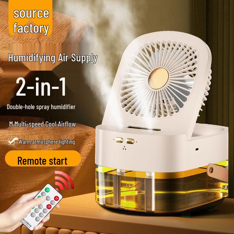 Portable USB Silent Humidifying Spray Fan with Timer & Remote