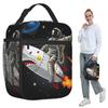 Astronauts Riding Monster Rocket Insulated Lunch Bag for Women Cooler Thermal Food Box Tote Portable Lunch Boxes Container