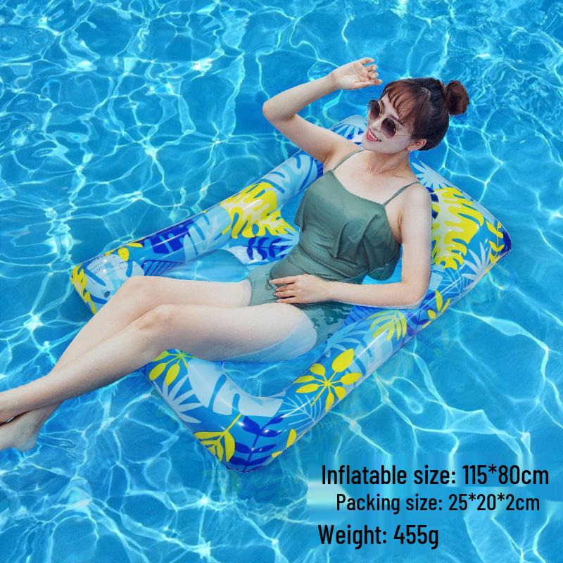 Inflatable PVC Float Recliner: Foldable Striped Swimming Bed